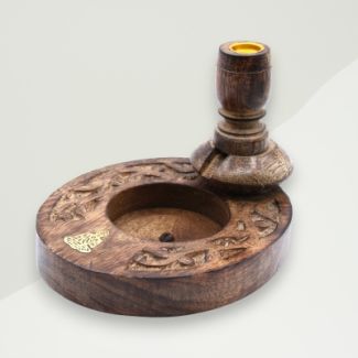Eclectic Backflow Cone Burner Brown Buddha Mango Wood 13x14