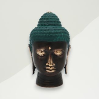 Eclectic Buddha Figurine Green Buddha Brass 14.5x7.4