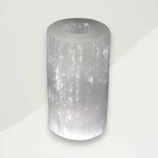 Modern Selenite Candle Holder White Selenite 8x15