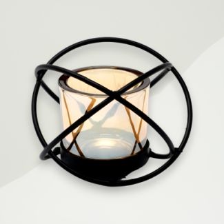 Industrial Votive Candle Holder Black Iron, Glass 10x8.4