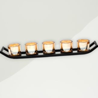 Industrial Votive Candle Holder Black Iron, Glass 48x8.5