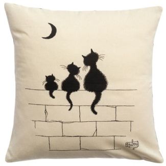 Dubout 3 cat cushion ecru 45 X 45 Set of 2