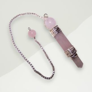 Eclectic Pendulum Pink Gemstone, Silver Plated Chain 3.5x1.4
