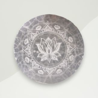 Eclectic Selenite Plate White Lotus Flower Selenite 10x9