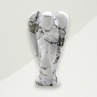 Traditional Gemstone Angel Black, White Angel White Howlite 3x5
