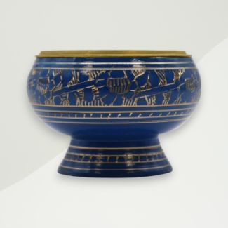 Eclectic Charcoal Incense Jar Blue Brass 5x7.5