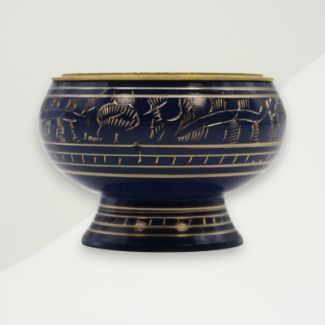 Eclectic Charcoal Incense Jar Blue Brass 5x7.5
