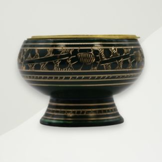 Eclectic Charcoal Incense Jar Black Brass 5x7.4