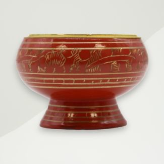 Eclectic Charcoal Incense Jar Red Brass 5x7.4