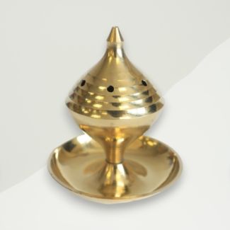 Traditional Incense Burner Yellow Brass 6x6.4