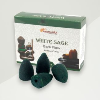 White Sage Backflow Incense Cones, 120g, Green