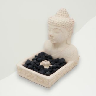 Eclectic Incense Holder White Buddha Concrete 12x9