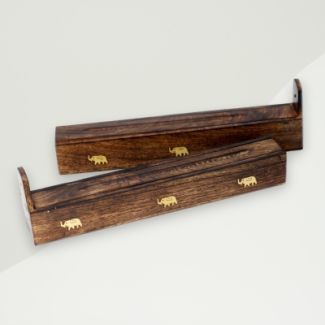 Eclectic Incense Holder Brown Elephant Mango Wood 29x4