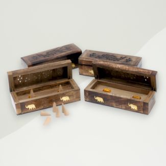 Eclectic Incense Holder Brown Elephant Wood 15x4