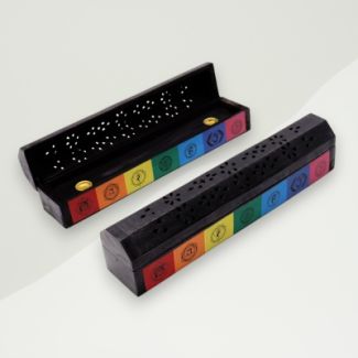 Eclectic Incense Holder Black Chakra Wood 30x5