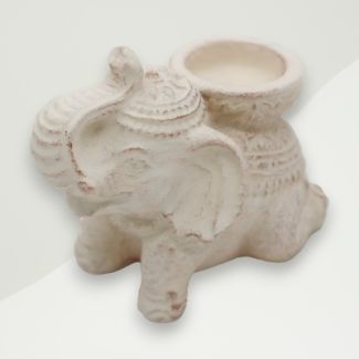 Eclectic Incense Holder White Elephant Concrete 14x8