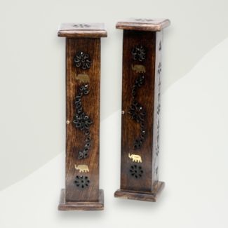 Eclectic Incense Holder Brown Elephant Mango Wood 30x5