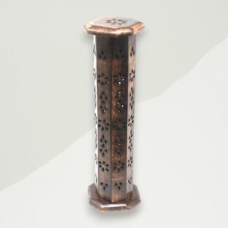 Eclectic Incense Holder Brown Floral Mango Wood 30x8