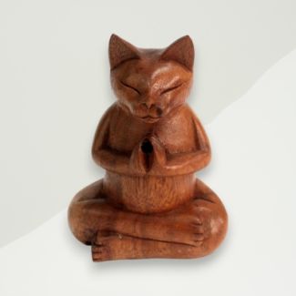 Eclectic Incense Holder Brown Cat Suar Wood 10x6.4