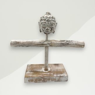 Eclectic Jewelry Stand Grey Buddha Wood 30x36