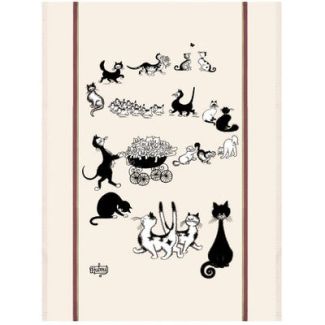 Kitchen Towel Print Multi Chats Dubout Ecru 60 X 80 Set of 3