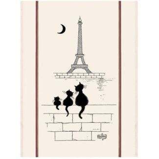 Kitchen Towel Print Tour Eiffel Dubout Ecru 60 X 80 Set of 3