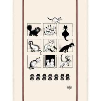 Kitchen Towel Print Chats Dubout Ecru 60 X 80 Set of 3