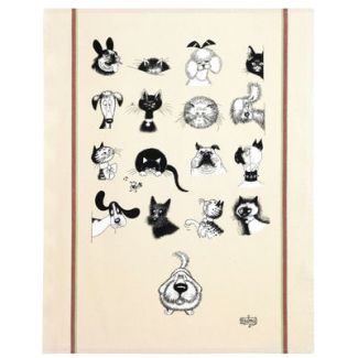 K-Towel Print Multi Portrait Dubout Ecru 60 X 80 Set of 3
