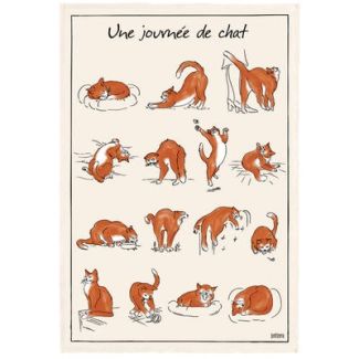 Kitchen Towel Journee De Chat Ecru 48 X 72 Set of 3