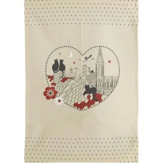 Kitchen Towel Chats Coeur Beige 50 X 70 Set of 6