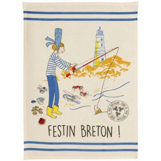 Kitchen Towel Festin Breton Ecru 50 X 70 Set of 6