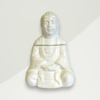 Eclectic Oil Burner White Buddha Ceramic 8x8.4