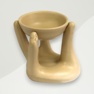 Modern Oil Burner Yellow Hand Ceramic 10x11