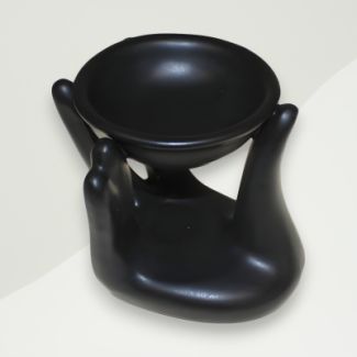 Modern Oil Burner Black Hand Ceramic 10x8