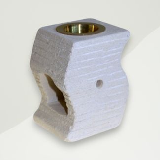 Modern Oil Burner White Sandstone & Brass Dish 7x6