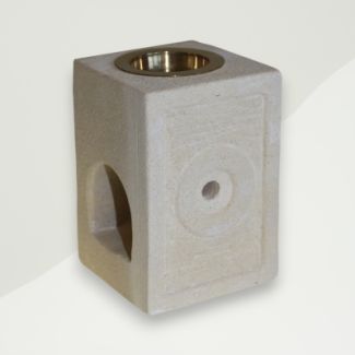 Modern Oil Burner White Sandstone & Brass Dish 7x7