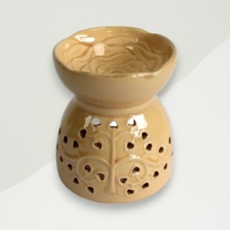 Eclectic Oil Burner Brown Floral Ceramic 9x9