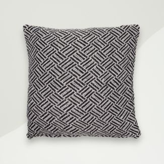 Set of 2 Modern Pillow Cover Black, White Cotton 40x40