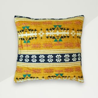 Oriental Pillow Cover Yellow Cotton Blend 40x40