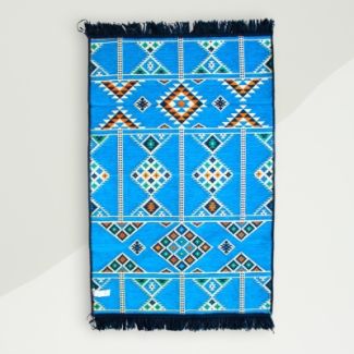 Oriental Kilim Rug Blue Cotton Blend 80x125
