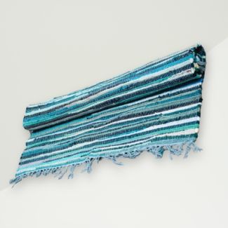 Eclectic Rag Rug Blue Cotton 150x90