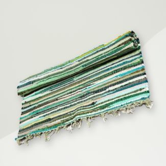 Eclectic Rag Rug Green Cotton 150x90