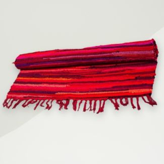 Eclectic Rag Rug Red Cotton 150x90