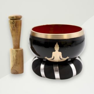 Eclectic Singing Bowl Black Buddha Brass 10.7x5