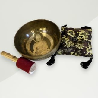 Eclectic Singing Bowl Brown, Black Buddha Brass 19cm
