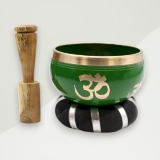 Eclectic Singing Bowl Green Om Brass 10.7x5