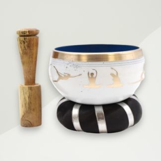 Eclectic Singing Bowl White Yoga Brass 10.7x5