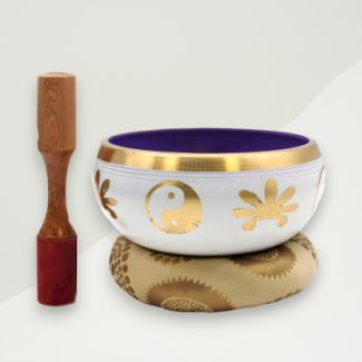 Eclectic Singing Bowl White Yinyang Brass 14x6.4