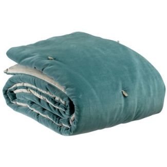 Throw W/Knotted Tassels Elise Vert De Gris 140 X 200
