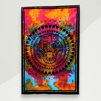 Eclectic Throw Blanket Multicolor Hamsa Hand Cotton 230x0.2